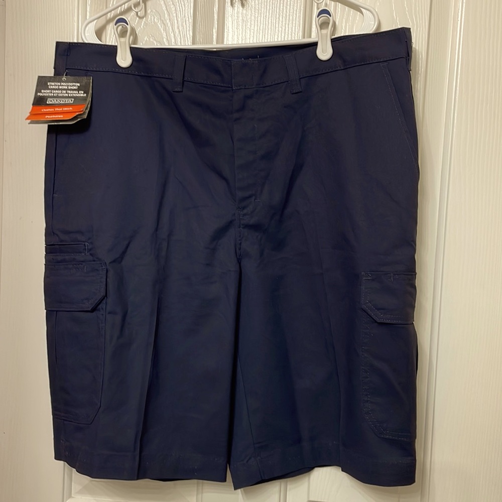 DAKOTA Men's Stretch Poly/Cotton Cargo Work Shorts Navy Size 38